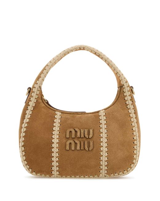 Miu Miu Brown Beige Suede Handbag