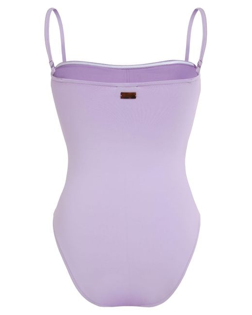 Vilebrequin Purple Minimalist Solid Colour Swimsuit With Thin Straps