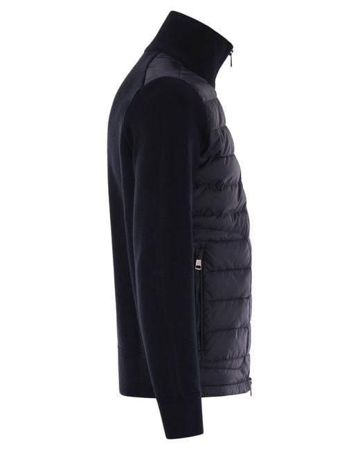 Moncler Gepolsterte Strickjacke mit Reißverschluss in Blue für Herren