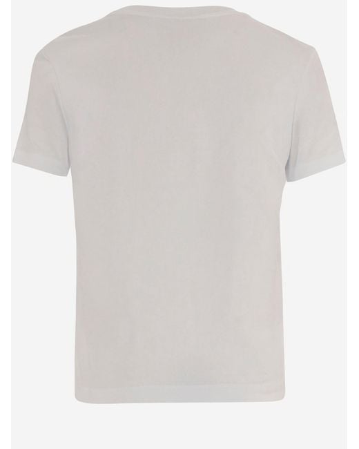 Casablanca White Cotton T-Shirt With Rhinestone Logo
