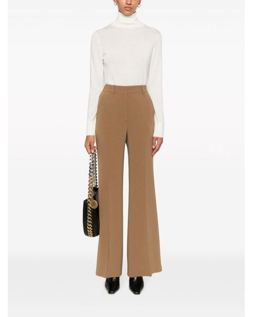 Alberto Biani Brown Crepe High-Waist Flared Trousers