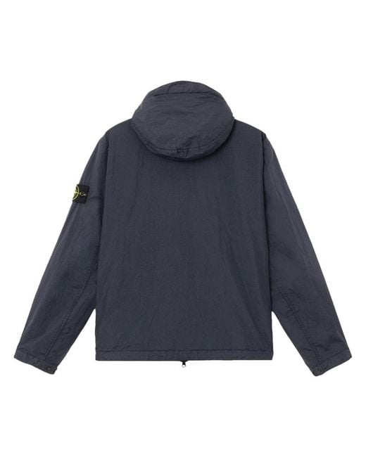 Stone Island Blue Lightweight Hooded Zip Jacket