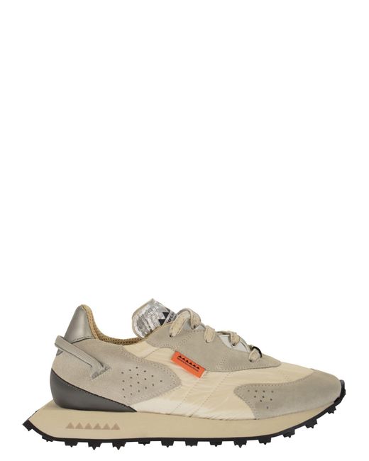 RUN OF Natural Vaporix Suede And Nylon Trainers for men
