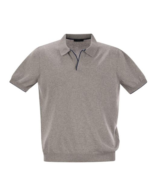Polo sin botones de algodón Fay de hombre de color Gray