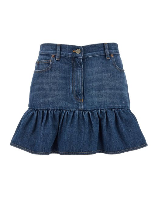 Valentino Garavani Blue Denim Skirt