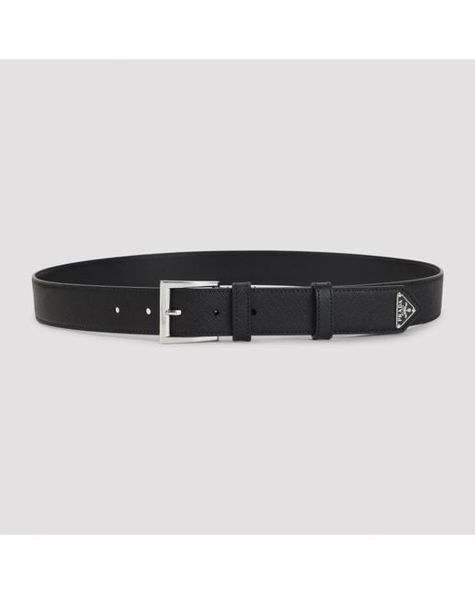 Prada Black Textured Buckle Belt for men