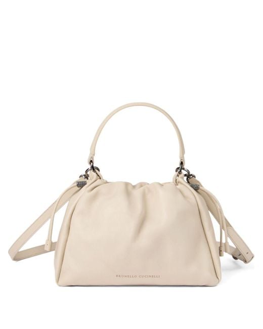 Brunello Cucinelli Natural Kleine Mellow Kreuz-Beuteltasche
