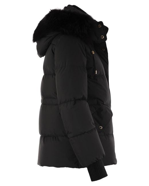Moorer Black Attica Stp Short Down Jacket With Hood And Fur