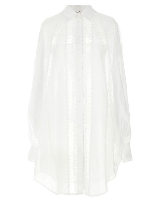 Macramé tul camisa Ermanno Scervino de color White