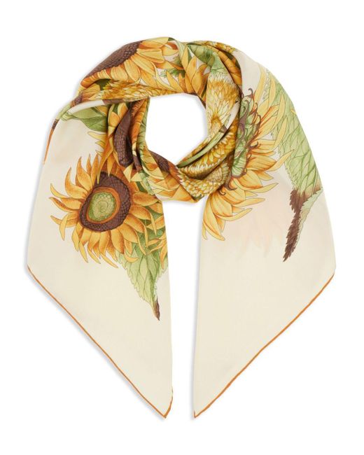 Stampato Silk Foulard di Ferragamo in Natural