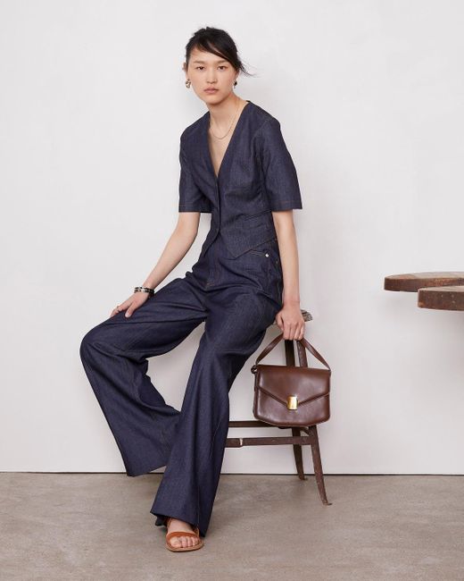 Officine Generale Blue Tailored Waistcoat With Wide 3/4 Sleeves