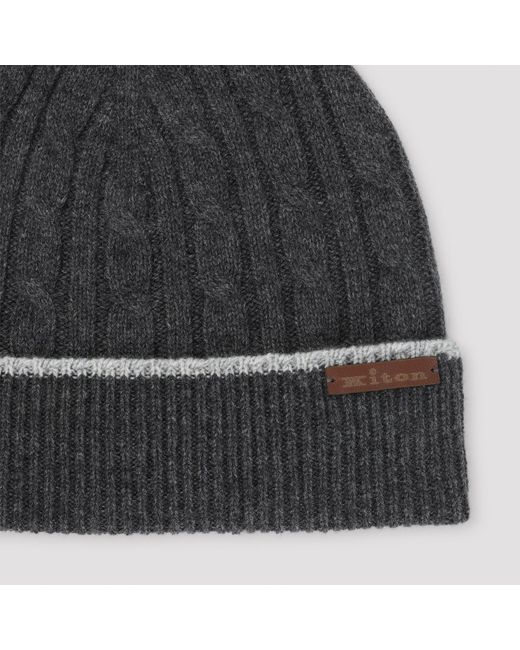 Kiton Black Zopfstrickmütze