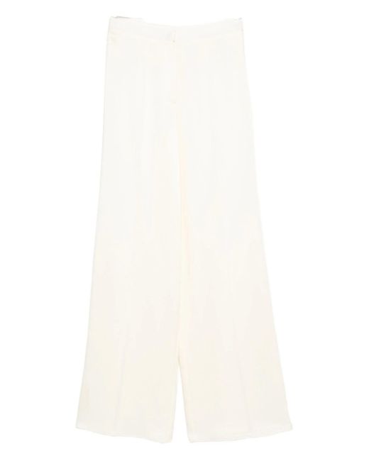 Forte_forte White Shiny Anvers Satin High Waist Embroidered Pants