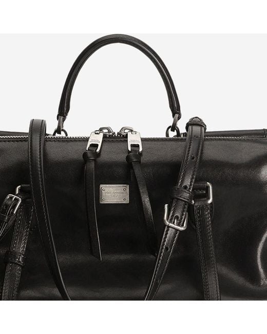 Dolce & Gabbana Black Vittoria Calfskin Leather Bag