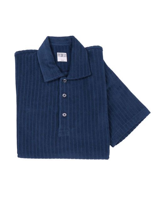 Fedeli Blue Polo Shirt S/S Knitted