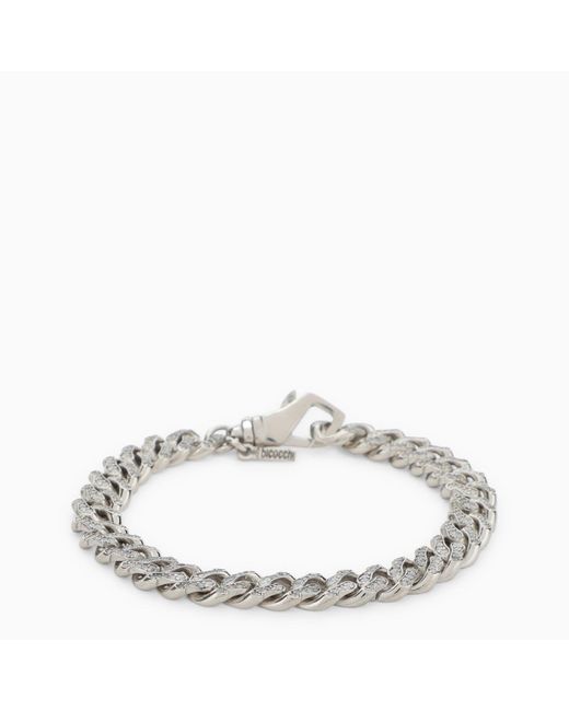 Emanuele Bicocchi Metallic Sterling Silver 925 Chain Bracelet With Small Crystals for men