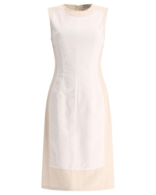 Max Mara White "Yang" Double Colour Sleeveless Dress