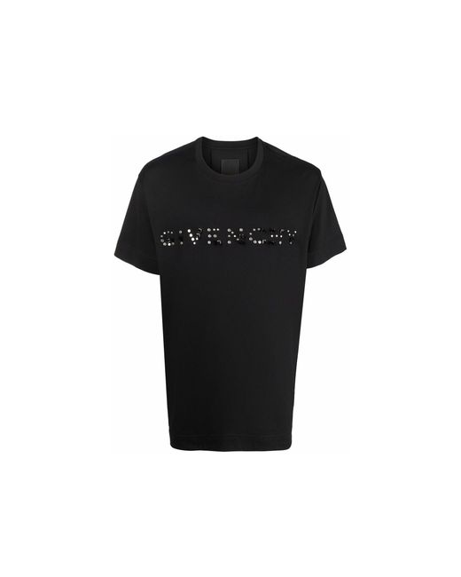 Logotipo de algodón camiseta Givenchy de hombre de color Black