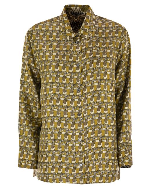 Max Mara Green Times Reversible Printed Silk Shirt