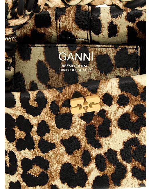 Ganni 'bou Bag Mini Leopard' Handtas in het Black