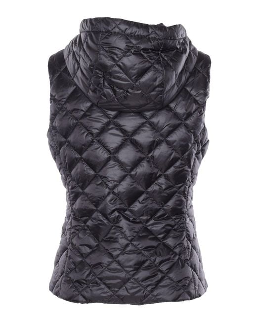 Fay Black Gilet Trapunta Con Cappuccio