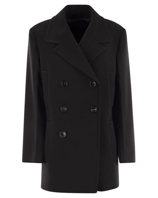 Max Mara Black Janzir Double Breasted Cady Caban