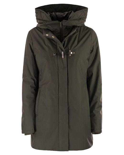 Fay Black Technical Gabardine Toggle Coat