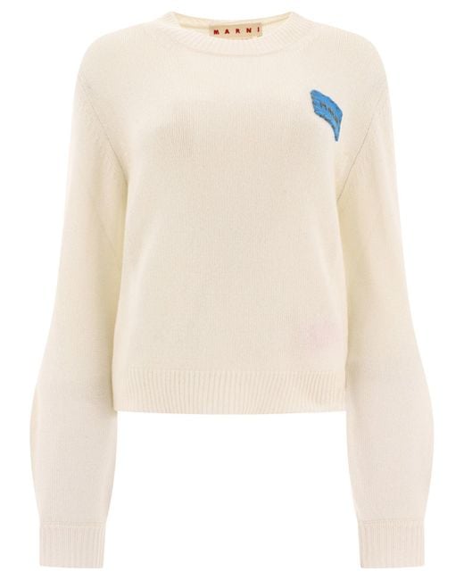 Marni Natural Cashmere Pullover mit Patch