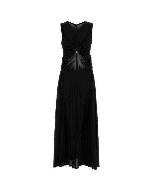 Bottega Veneta Black Open Back Gathered Side T-Shirt Dress For
