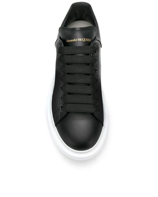 Alexander McQueen Black E Leder Oversized Low-Top Sneakers