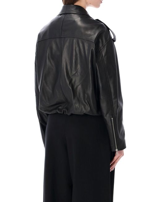 S.W.O.R.D Black Cropped Zip-Front Leather Jacket