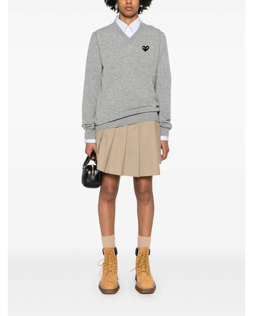 COMME DES GARÇONS PLAY Gray Mélange-Effect Wool Jumper