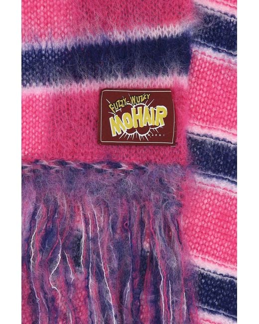 Marni White Embroidered Mohair Blend Scarf for men