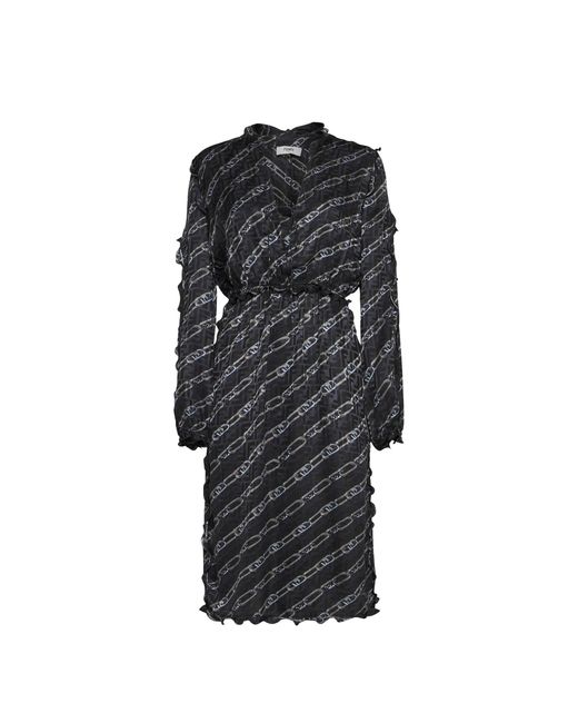 Fendi Gedrukte Zijden Midi -jurk in het Black
