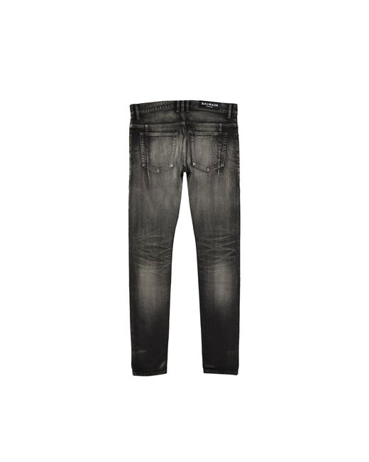 Balmain Baumwoll-Denim-Jeans in Gray für Herren
