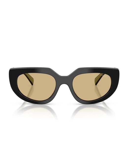 Prada Zonnebril Prd02 S 03 K10 R Zwart/geel Dames in het Brown
