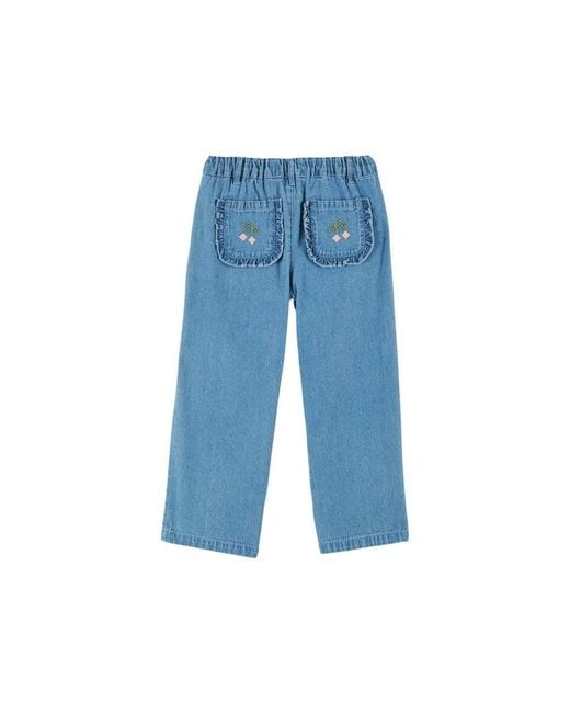 Emile Et Ida Blue Pantaloni Denim Con Ciliegie