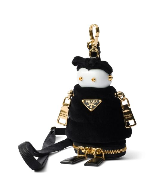 Ciondolo Per Borsa Robot Con Placca Logo di Prada in Black