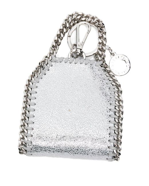 Stella McCartney White Falabella Airpods Case Keychain Small Leather Goods Silver