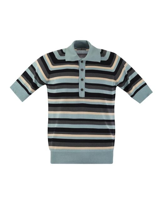 PT Torino Green Cotton And Viscose Polo Shirt for men