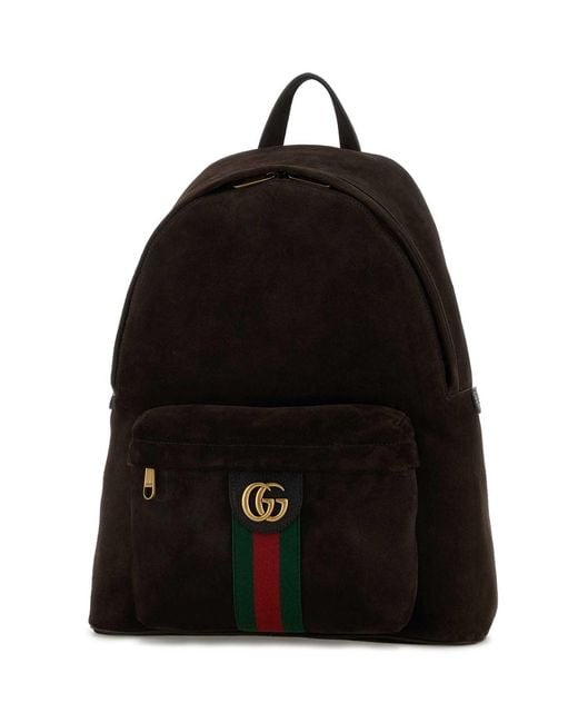 Gucci Black Dark Suede Medium Ophidia Backpack for men