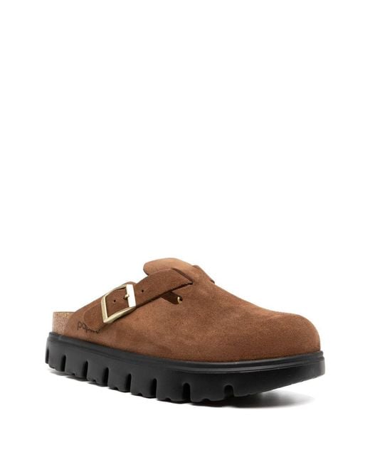 Birkenstock Brown Boston Chunky Suede Leather Slippers