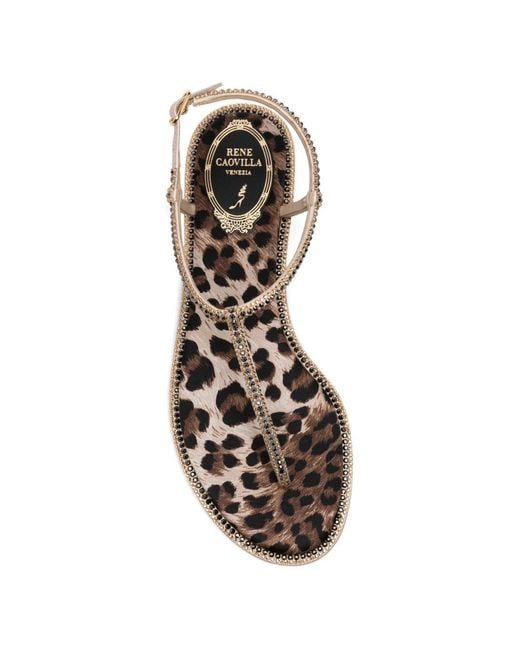 Rene Caovilla White Diana Leather Flat Sandals