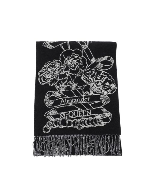 Alexander McQueen Wol Reversibile Sjaal in het Black