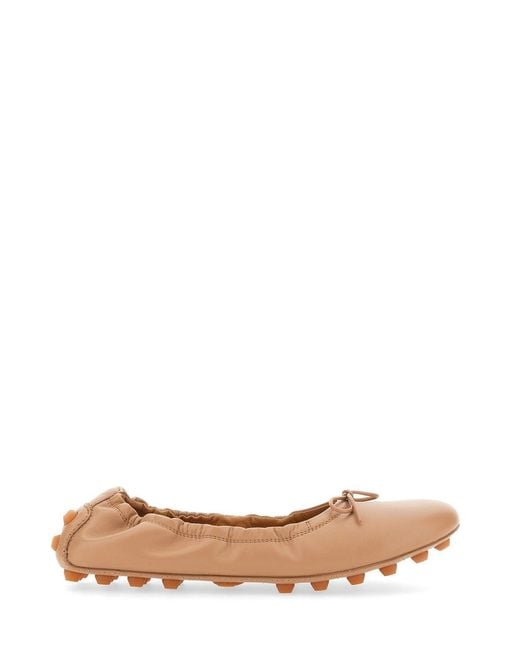 Tod's White Leather Bubble Ballerina