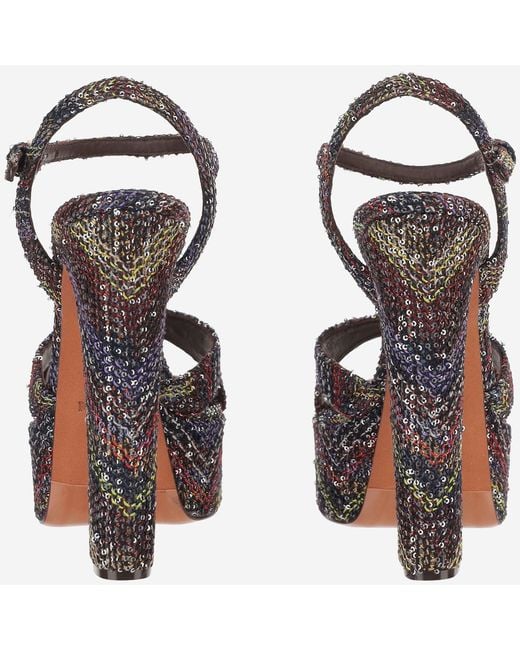 Missoni Metallic Multicolored Platform Sandals With Zigzag Pattern