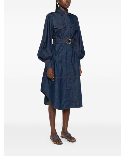 Zimmermann Blue Structured Denim Midi Dress