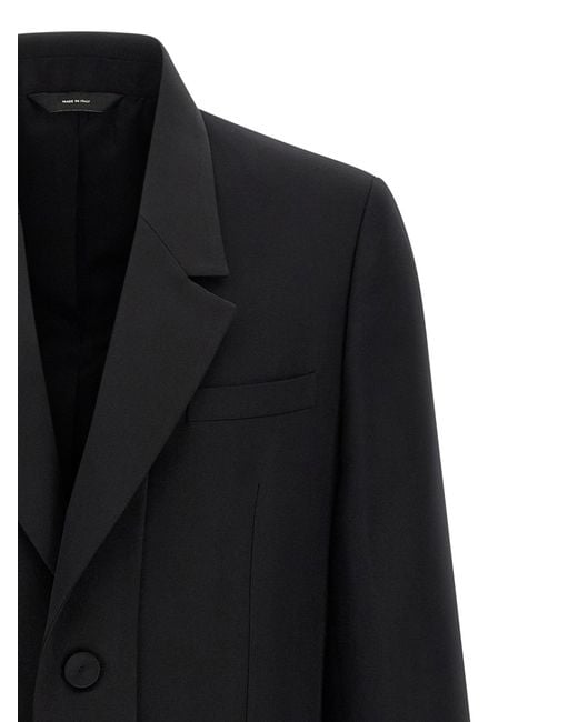 Fendi Crepe Wool Coat With Double Layer Satin Lapel in Black für Herren