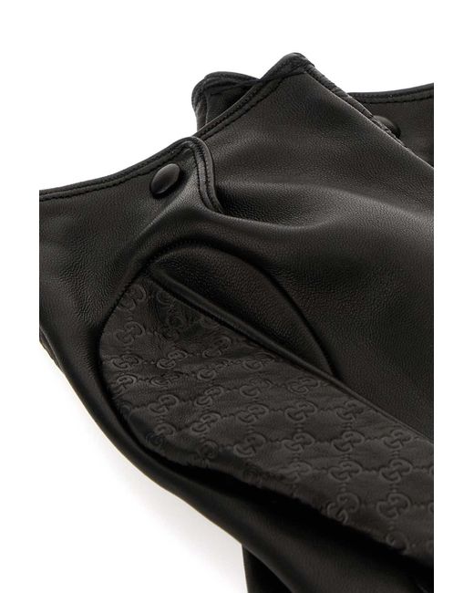 Gucci Black Dark Nappa Leather Gloves for men