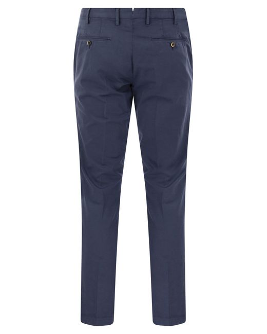 Pantalon maigre en coton et en soie PT Torino en coloris Blue